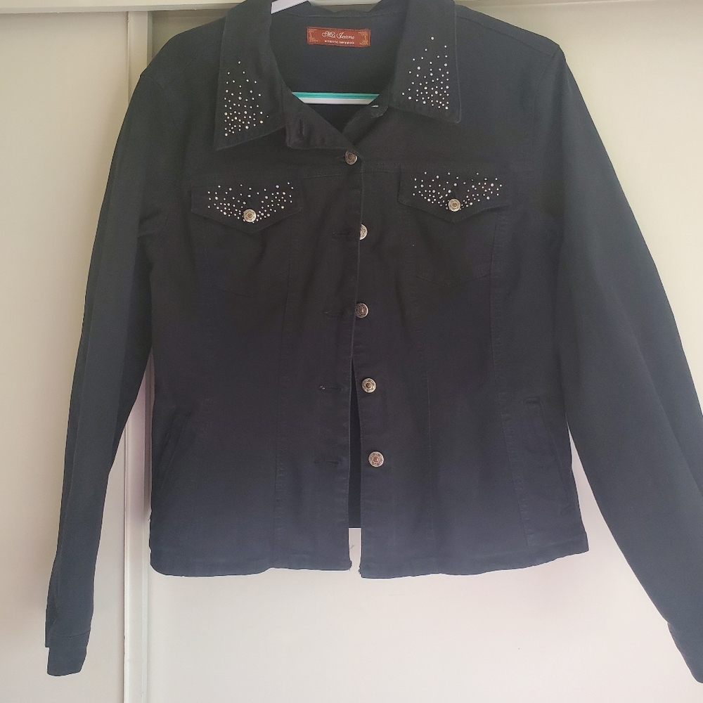 Black Studded Cropped Jean Jacket